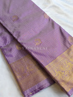 Load image into Gallery viewer, Vaira Oosi Checkered x Peacock Semi Silk Saree - Dark Lavender
