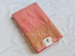 Load image into Gallery viewer, Vaira Oosi Checkered x Peacock Semi Silk Saree - Coral Pink
