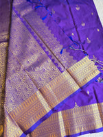 Load image into Gallery viewer, Dainty Motifs x Semi Soft Silk Saree - Violet Blue
