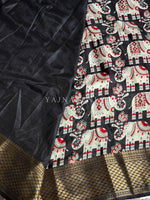 Load image into Gallery viewer, Dola Semi Silk Saree - Black x Black
