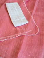 Load image into Gallery viewer, Organza saree x sequins x white lace - Pink
