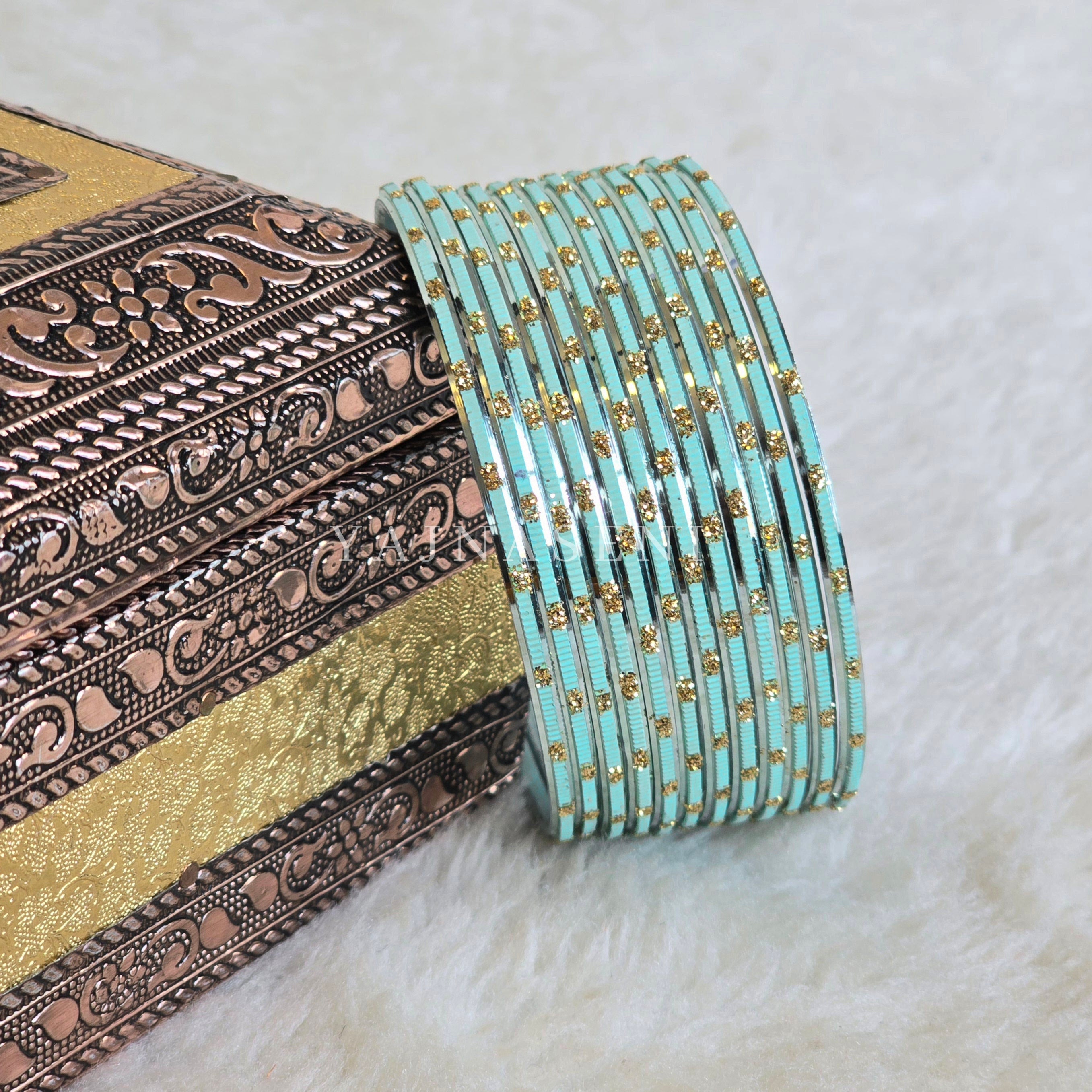 Metallic x Dot Bangles - Aqua