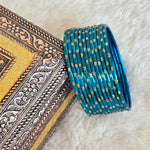 Load image into Gallery viewer, Metallic x Dot Bangles - Teal Blue
