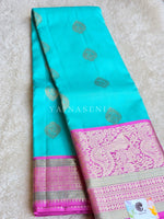 Load image into Gallery viewer, Cotton Candy - Pure Kanjivaram Silk Saree with White Gold Zari
