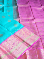 Load image into Gallery viewer, Cotton Candy - Pure Kanjivaram Silk Saree with White Gold Zari

