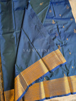 Load image into Gallery viewer, Dainty Motifs x Semi Soft Silk Saree - Blue (green undertone)

