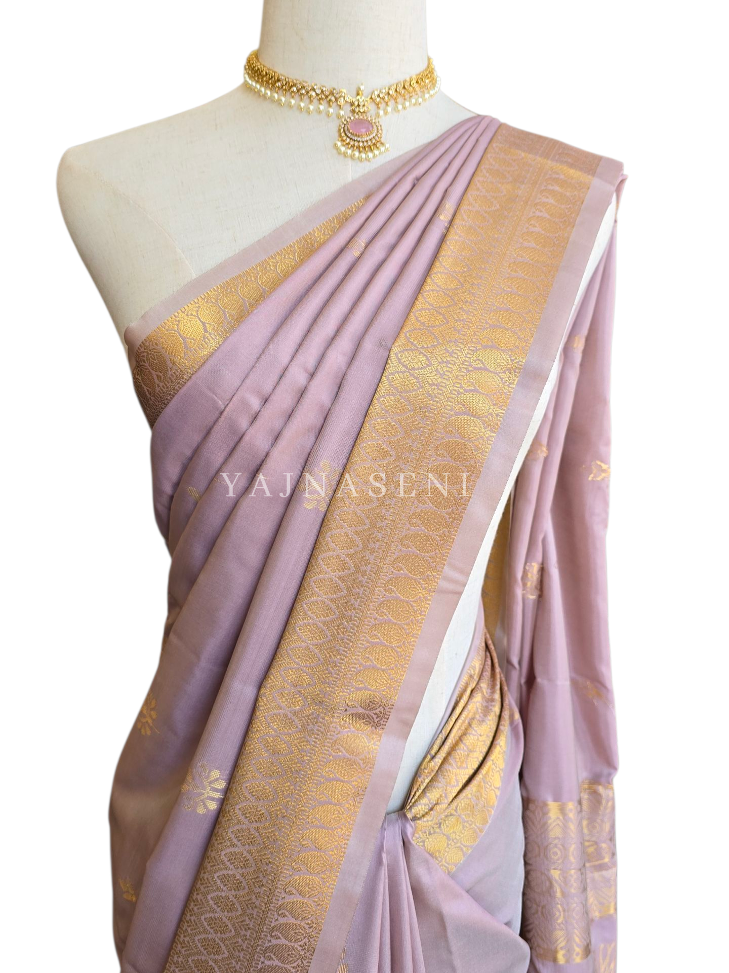 Dainty Motifs x Semi Soft Silk Saree - Blush
