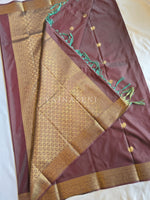 Load image into Gallery viewer, Classic Motifs x Semi Kanchi Soft Silk Saree - Dark Mauve [Dual Tone]

