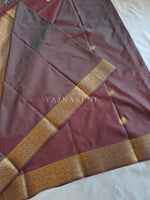 Load image into Gallery viewer, Classic Motifs x Semi Kanchi Soft Silk Saree - Dark Mauve [Dual Tone]
