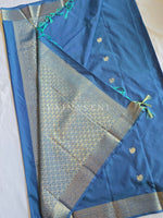 Load image into Gallery viewer, Classic Motifs x Semi Kanchi Soft Silk Saree - Peacock Blue
