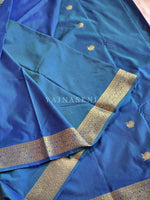 Load image into Gallery viewer, Classic Motifs x Semi Kanchi Soft Silk Saree - Peacock Blue

