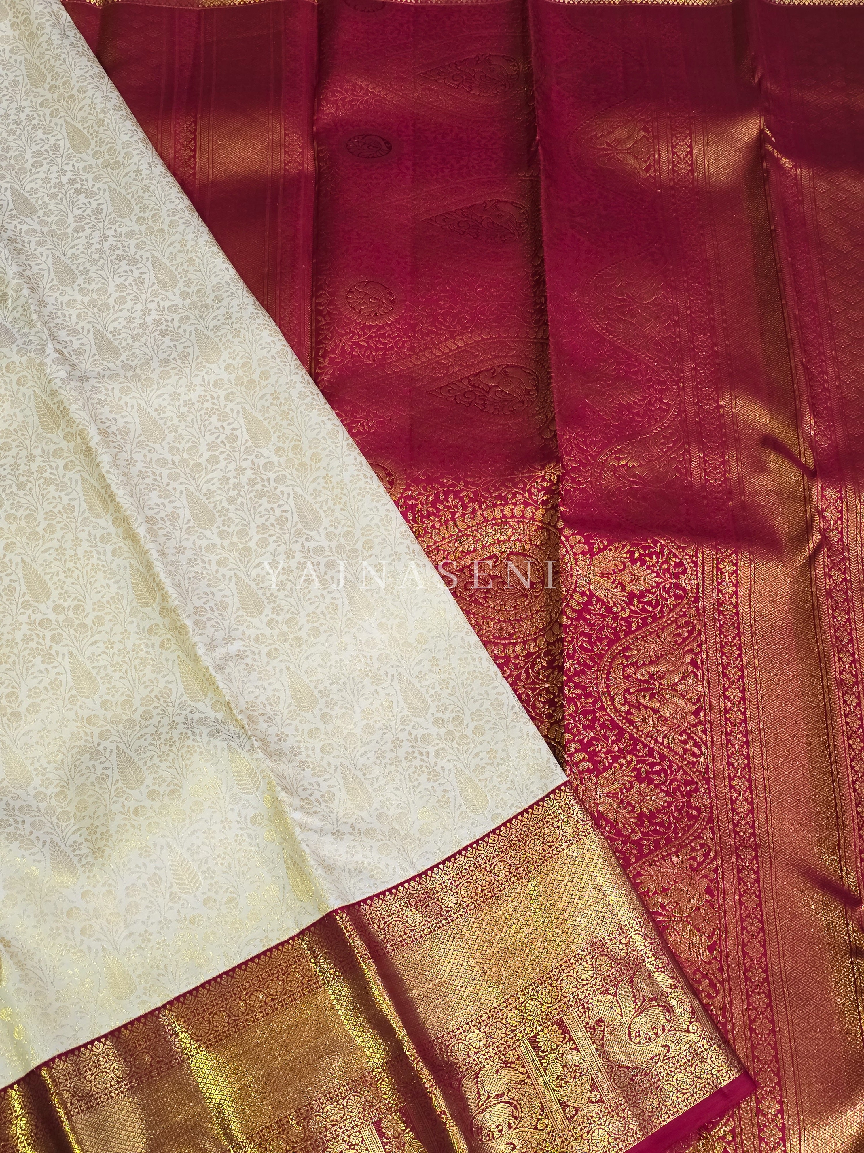 ROSEWOOD RADIANCE - Pure Kanjivaram Silk Saree with Gold Zari