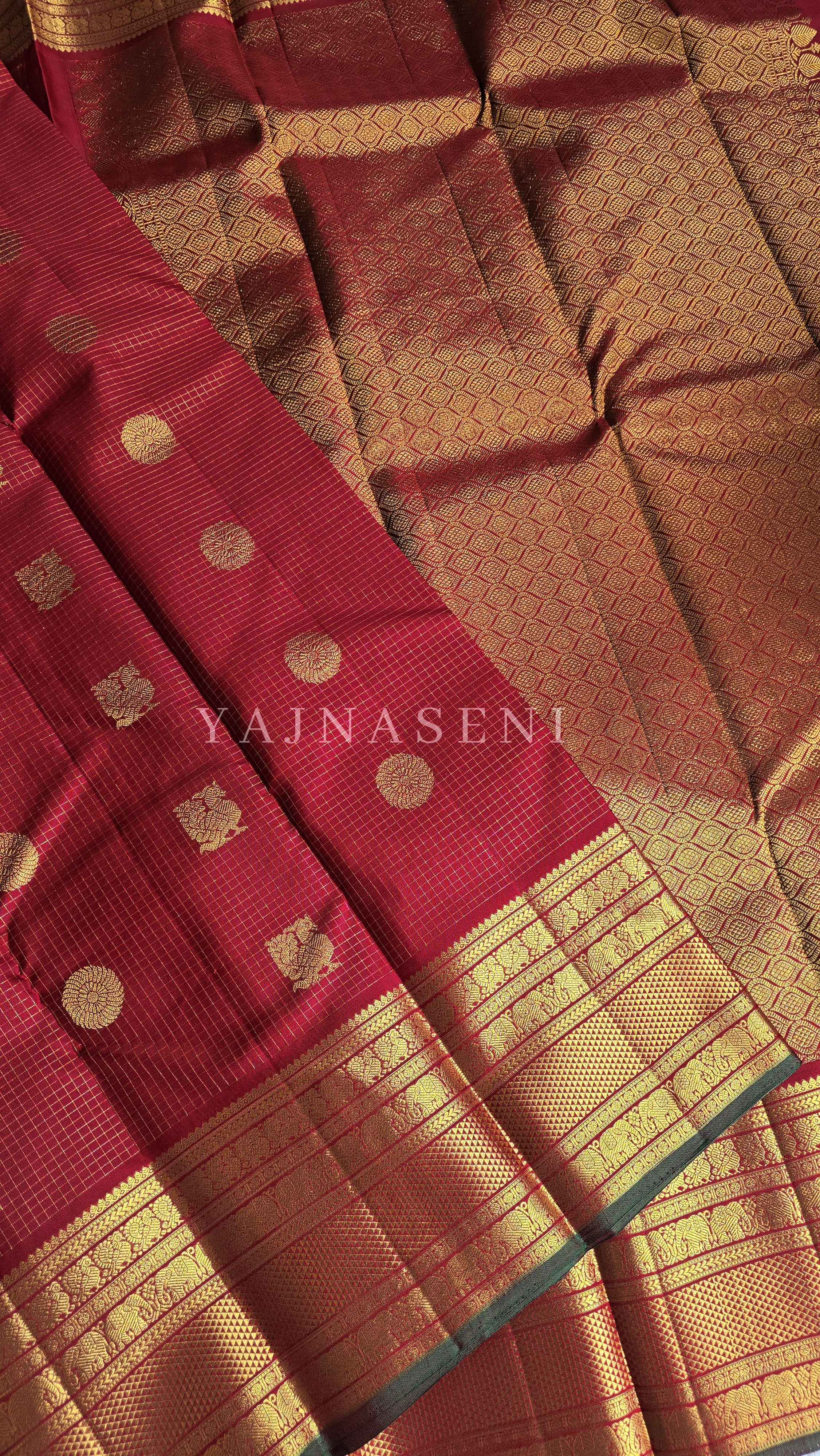 HERITAGE GROVE - Pure Kanjivaram Silk Saree with Gold Zari
