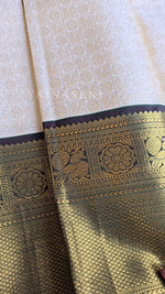 Load image into Gallery viewer, IVORY FOREST - Pure Kanjivaram Silk Saree with Gold Zari
