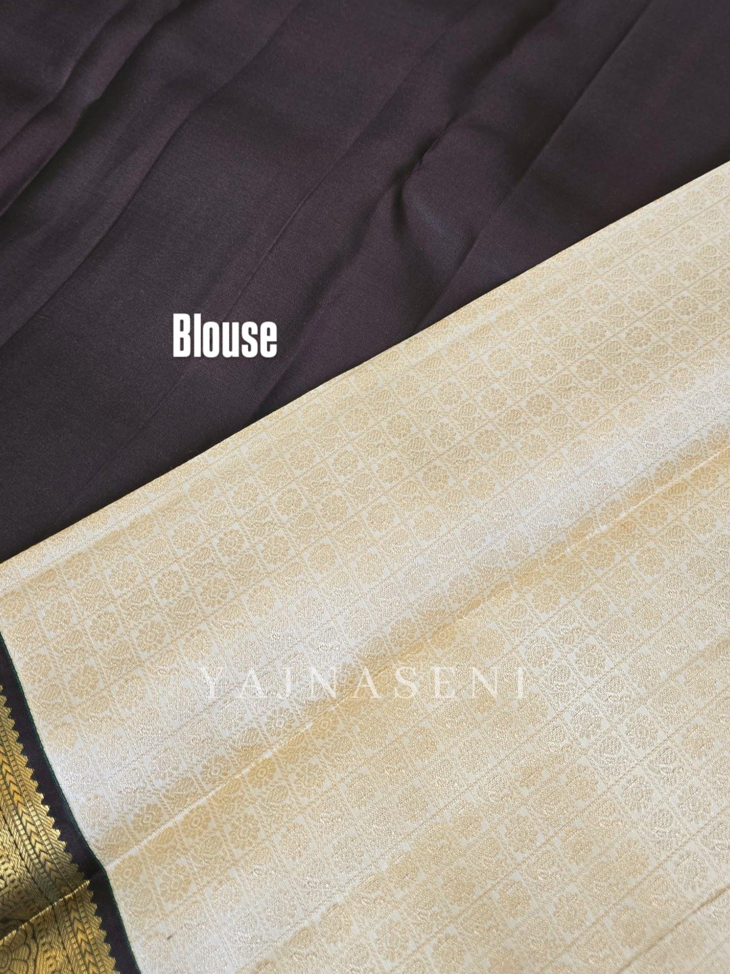 IVORY FOREST - Pure Kanjivaram Silk Saree with Gold Zari