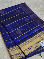 Load image into Gallery viewer, Mayil Chakram x Kattam Silk Cotton Saree : Royal Blue
