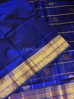 Load image into Gallery viewer, Mayil Chakram x Kattam Silk Cotton Saree : Royal Blue
