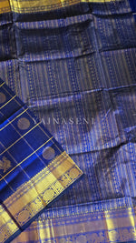 Load image into Gallery viewer, Mayil Chakram x Kattam Silk Cotton Saree : Royal Blue

