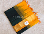 Load image into Gallery viewer, Minimalist x Handloom Kanchipuram Silk Cotton Saree : Dark Green x Tangerine

