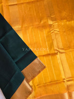 Load image into Gallery viewer, Minimalist x Handloom Kanchipuram Silk Cotton Saree : Dark Green x Tangerine
