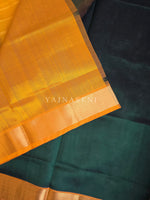 Load image into Gallery viewer, Minimalist x Handloom Kanchipuram Silk Cotton Saree : Dark Green x Tangerine
