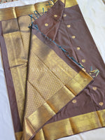 Load image into Gallery viewer, Heritage Motifs x Semi Soft Silk Saree - Taupe Brown [Blue Undertone]
