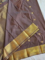 Load image into Gallery viewer, Heritage Motifs x Semi Soft Silk Saree - Taupe Brown [Blue Undertone]
