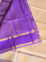 Load image into Gallery viewer, Annapakshi Border x Kattam Silk Cotton Saree : Blush x Royal Purple
