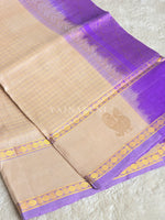 Load image into Gallery viewer, Annapakshi Border x Kattam Silk Cotton Saree : Blush x Royal Purple
