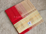 Load image into Gallery viewer, Checkered x Handloom Kanchipuram Silk Cotton Saree : Red x Ivory
