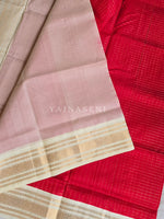 Load image into Gallery viewer, Checkered x Handloom Kanchipuram Silk Cotton Saree : Red x Ivory
