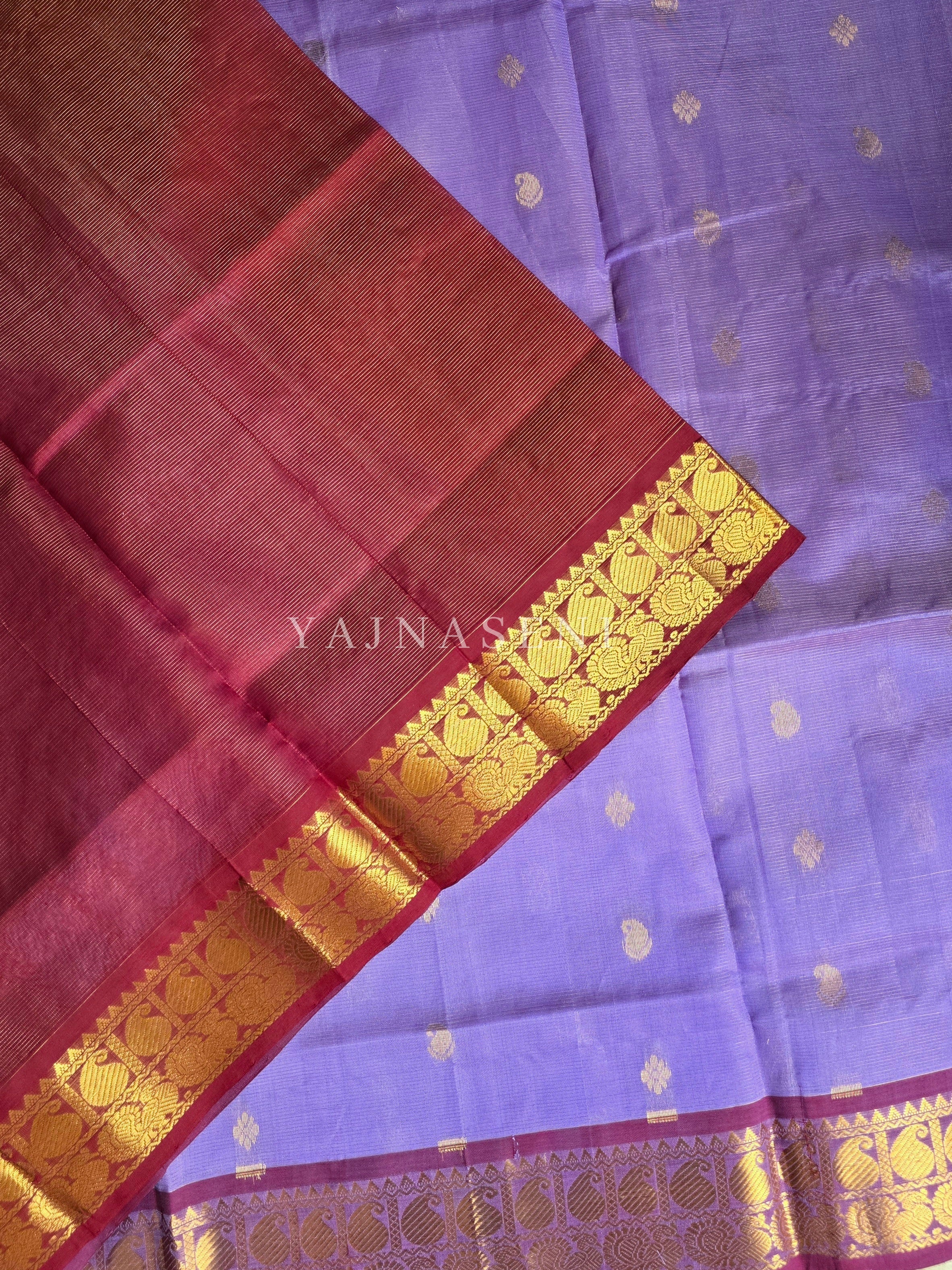 Vairaoosi x Handloom Kanchipuram Silk Cotton Saree : Orchid Purple x Maroon
