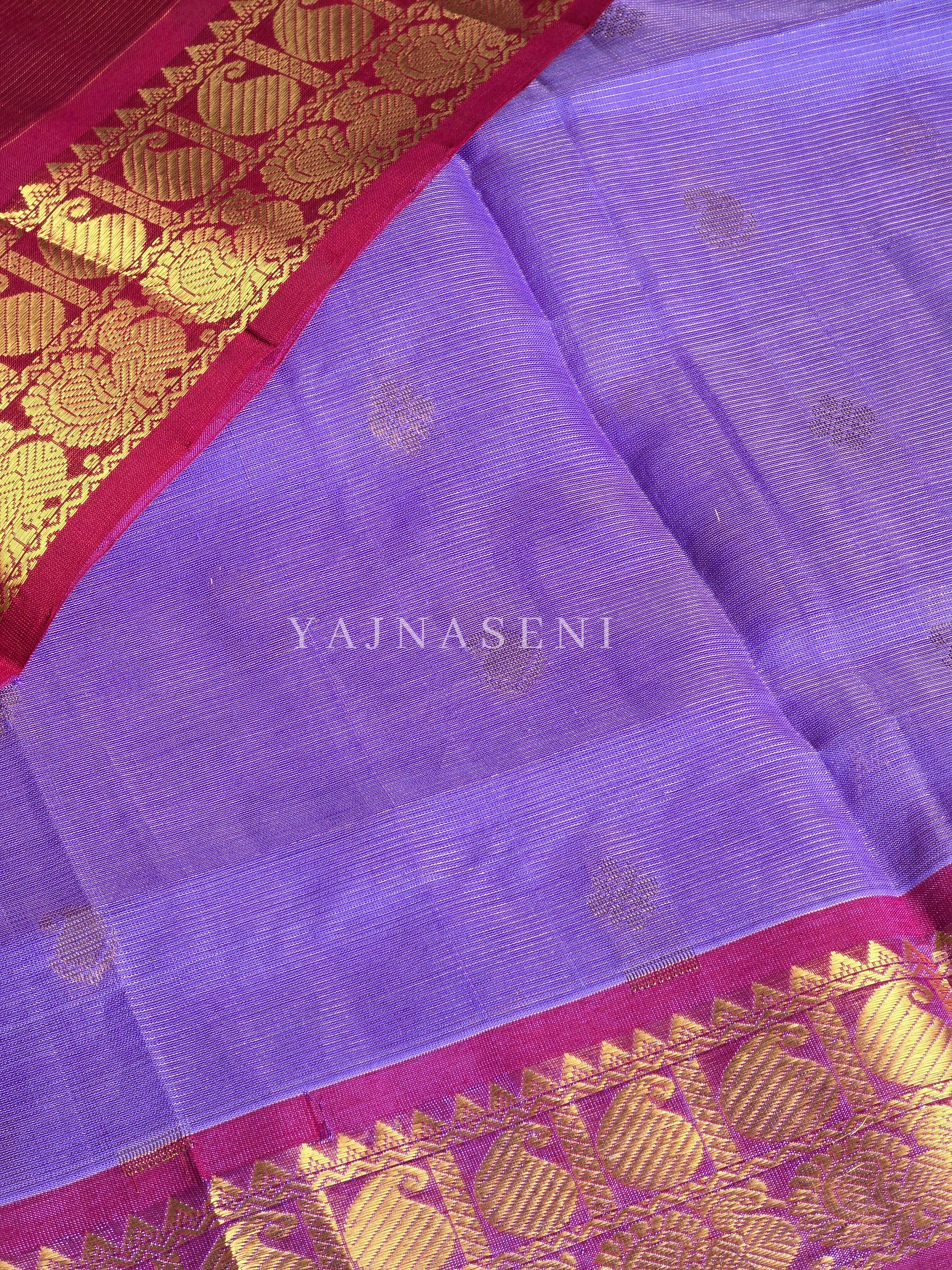 Vairaoosi x Handloom Kanchipuram Silk Cotton Saree : Orchid Purple x Maroon
