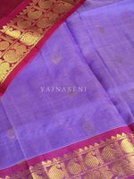 Load image into Gallery viewer, Vairaoosi x Handloom Kanchipuram Silk Cotton Saree : Orchid Purple x Maroon
