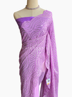 Load image into Gallery viewer, Chiffon Saree x Sequins x Embroidery : Lavender
