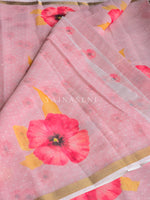 Load image into Gallery viewer, Floral x Linen Cotton Saree - Pastel Pink
