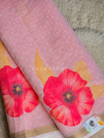 Load image into Gallery viewer, Floral x Linen Cotton Saree - Pastel Pink
