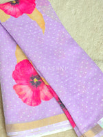 Load image into Gallery viewer, Floral x Linen Cotton Saree - Pastel Purple
