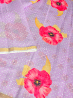 Load image into Gallery viewer, Floral x Linen Cotton Saree - Pastel Purple
