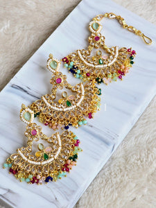 VRITI earrings + tikka (Mint)