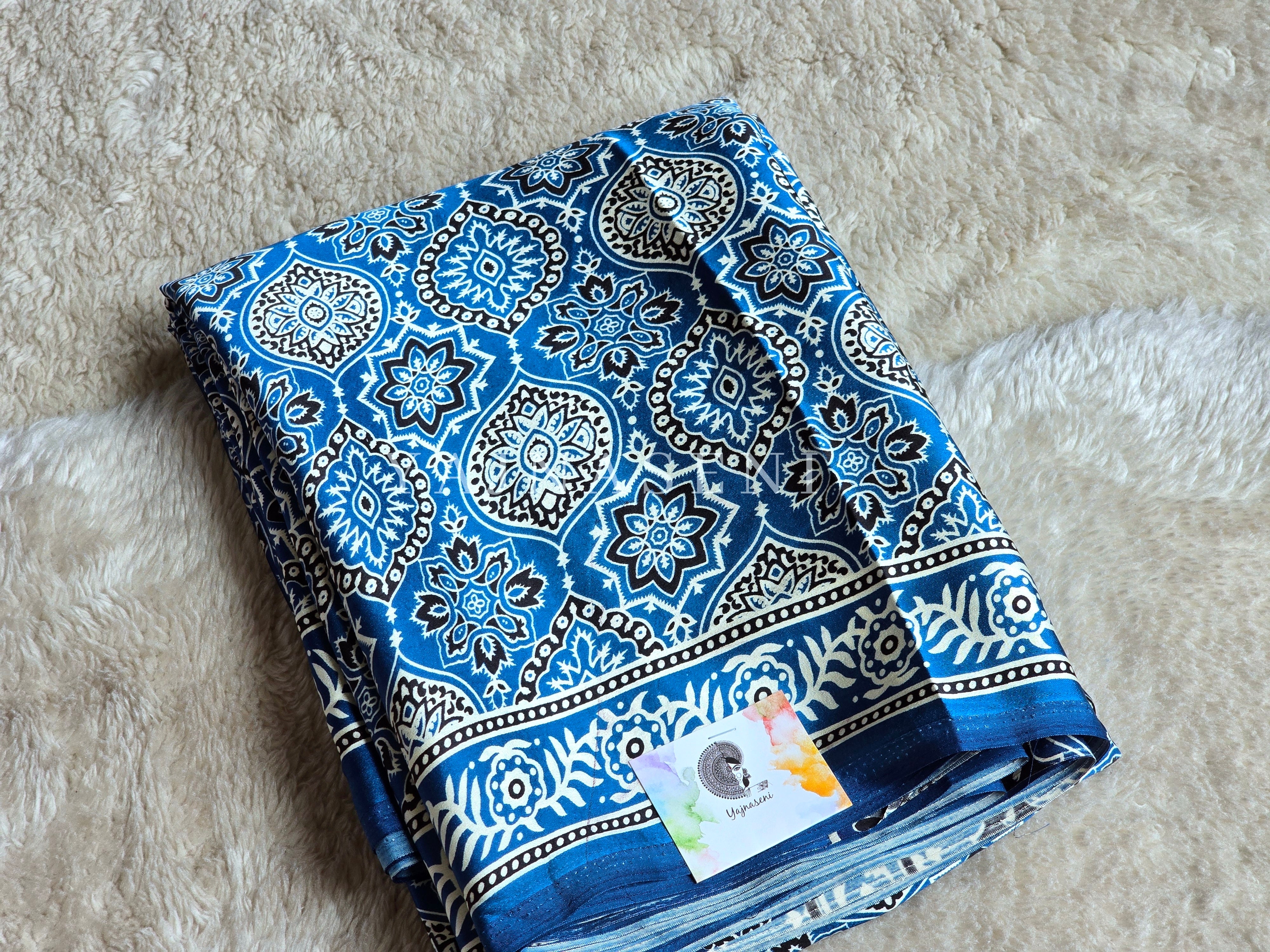 Satin Saree x Ajrakh Prints - ROOH-E