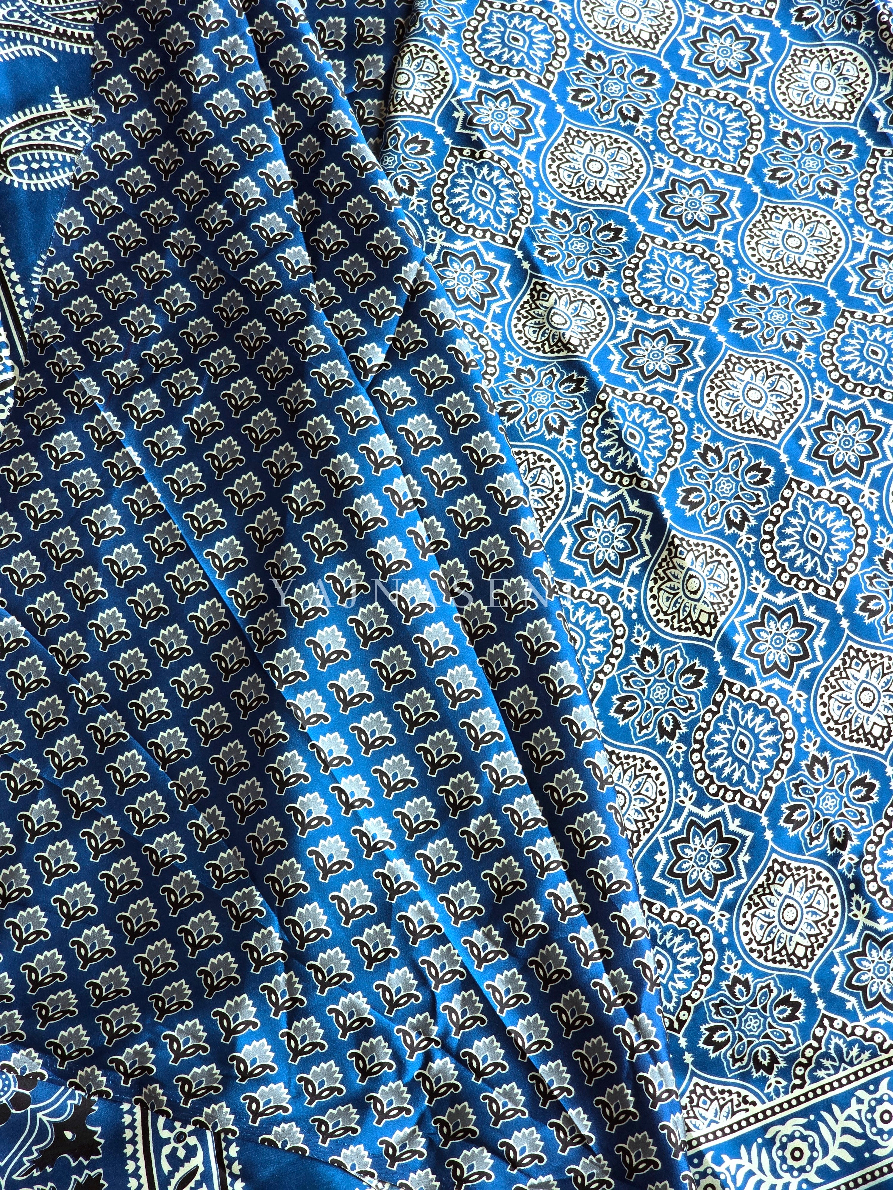 Satin Saree x Ajrakh Prints - ROOH-E