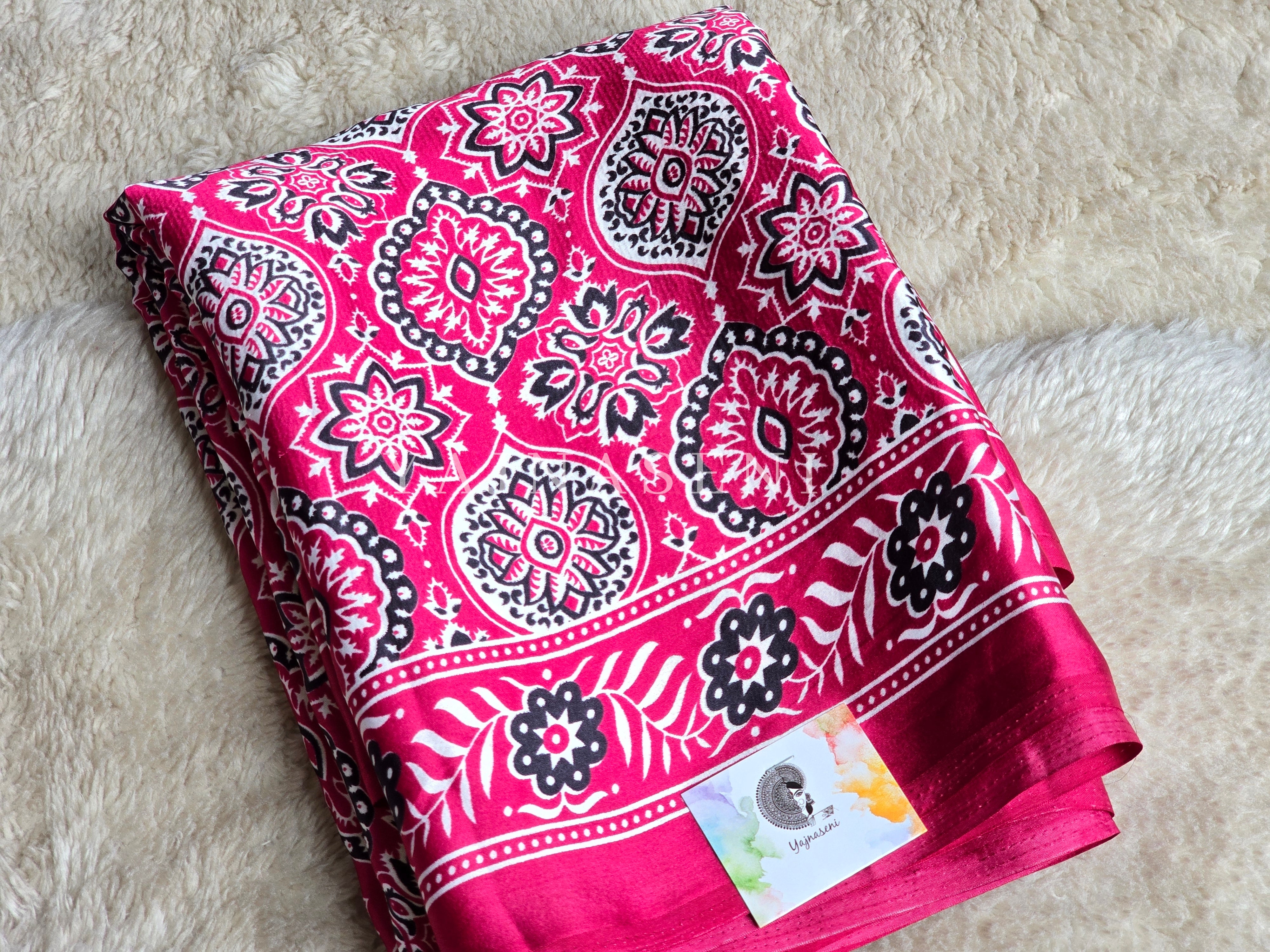 Satin Saree x Ajrakh Prints - RUHANI