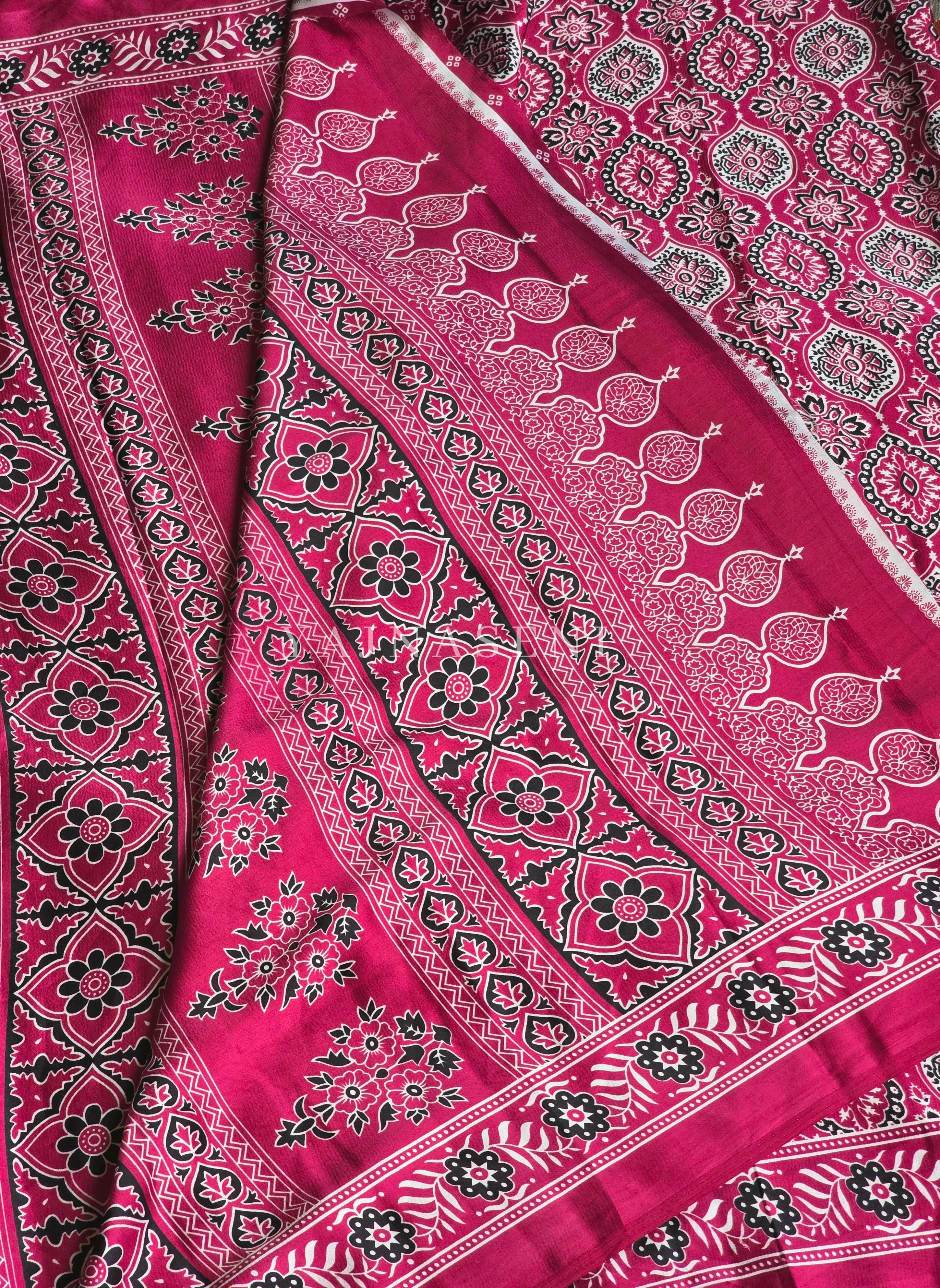 Satin Saree x Ajrakh Prints - RUHANI
