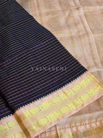 Load image into Gallery viewer, Checkered x Handloom Kanchipuram Silk Cotton Saree : Dark Brown x Peach
