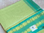 Load image into Gallery viewer, Checkered x Handloom Kanchipuram Silk Cotton Saree : Mint x Turquoise Green
