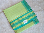 Load image into Gallery viewer, Checkered x Handloom Kanchipuram Silk Cotton Saree : Mint x Turquoise Green
