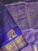Load image into Gallery viewer, Elephant Border x Kattam Silk Cotton Saree : Royal Blue
