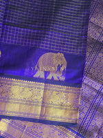Load image into Gallery viewer, Elephant Border x Kattam Silk Cotton Saree : Royal Blue
