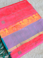 Load image into Gallery viewer, Big Kattam x Handloom Kanchipuram Silk Cotton Saree : Bright Punch Pink [Dual Tone] x Turquoise
